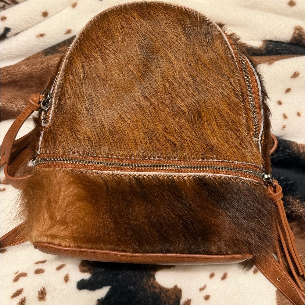 Trinity Ranch Mini Brown Cowhide Backpack - image 1